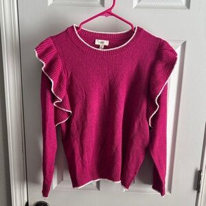 Chic Magenta Ruffle Sweater